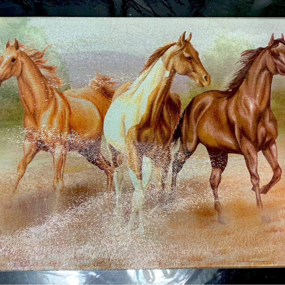 VINTAGE Glass Horse Cutting Board
